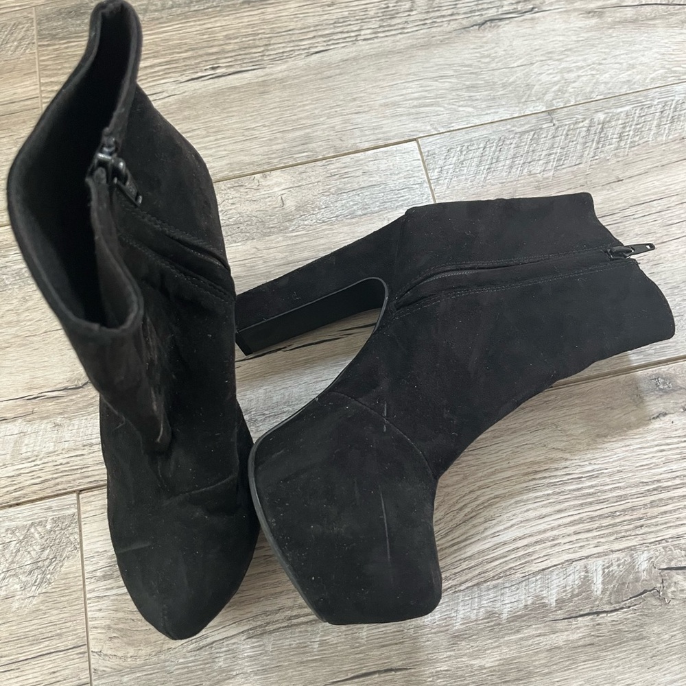 Women’s Black Suede Platform Ankle Boots